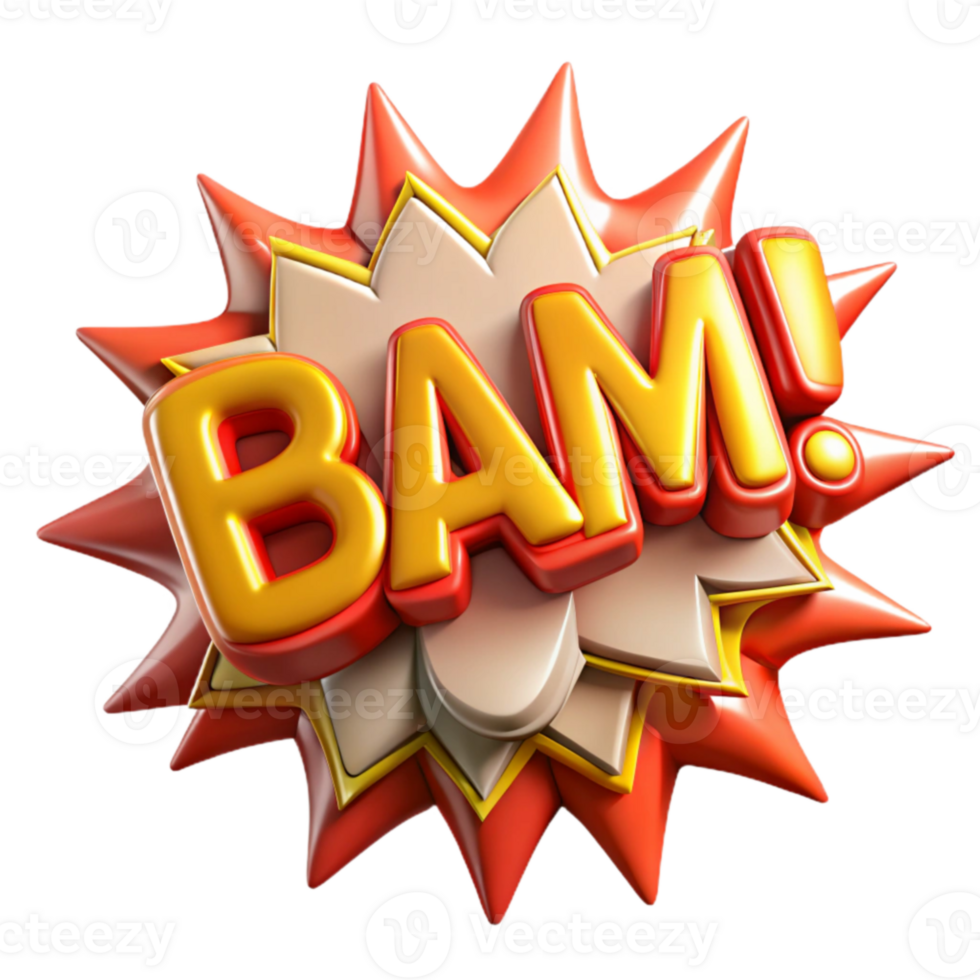 3D Comic Book BAM Explosion Effect png