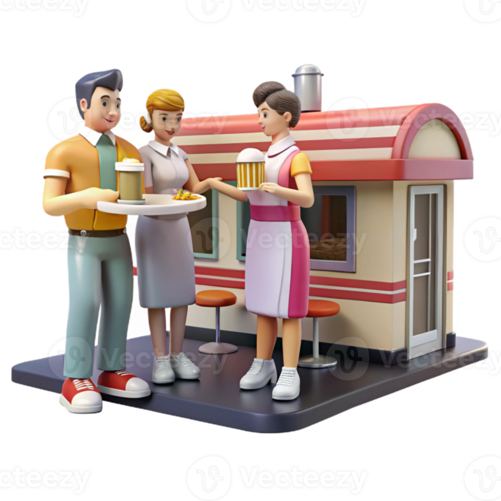 Retro Diner Food, Drinks 50s Nostalgia png