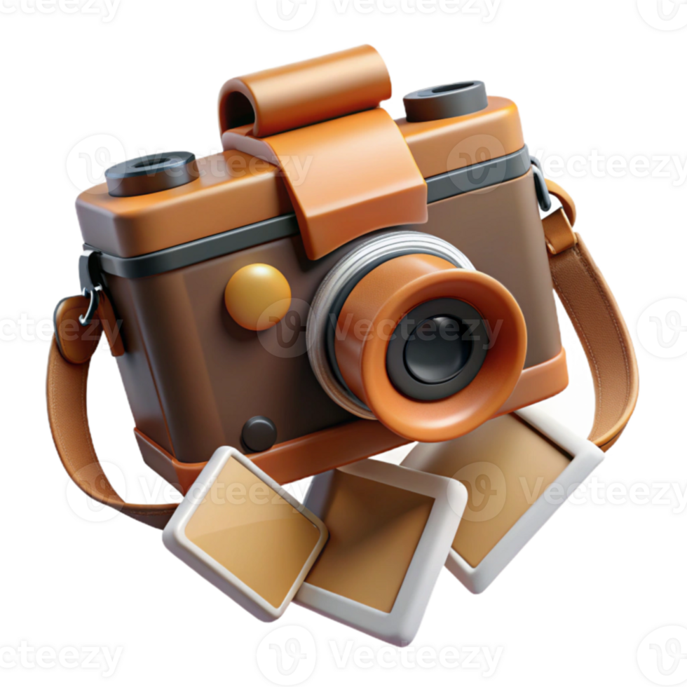 extraordinary modern 3D Render Retro Camera with Photos high resolution png