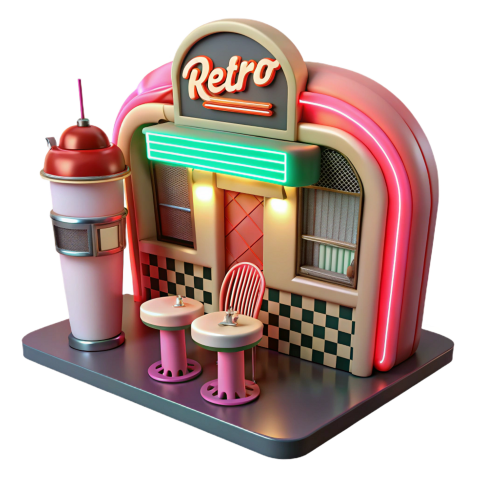 Retro Diner Neon Lights, 50s Style png