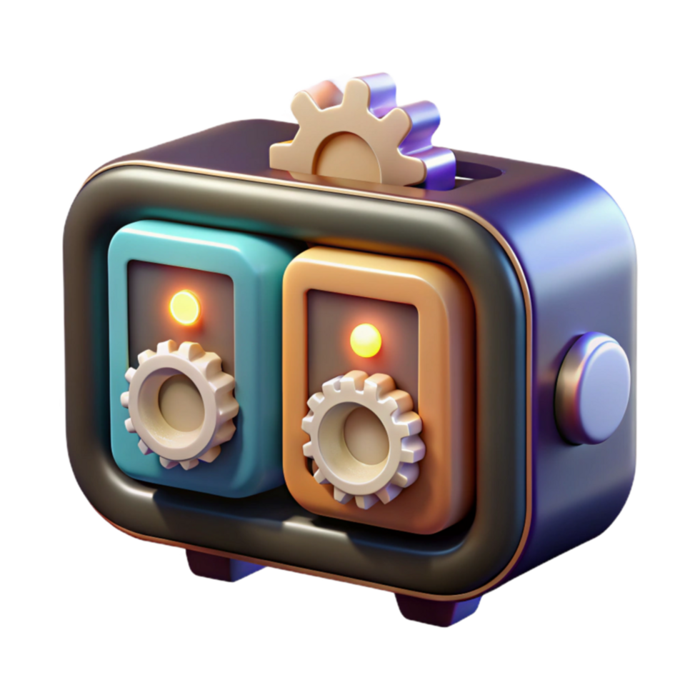Retro Gear Device 3D Rendered Model png