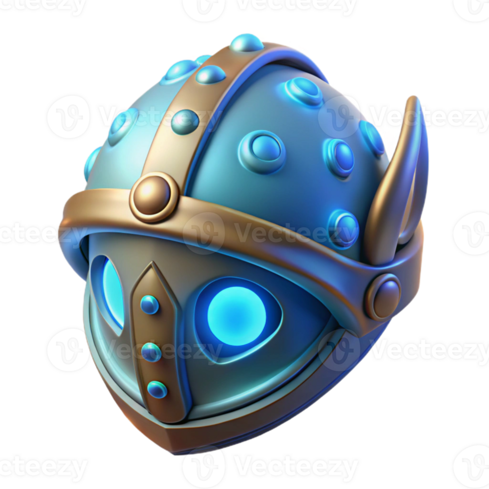 beautiful modern 3D Render Glowing Helmet Fantasy Design high quality png