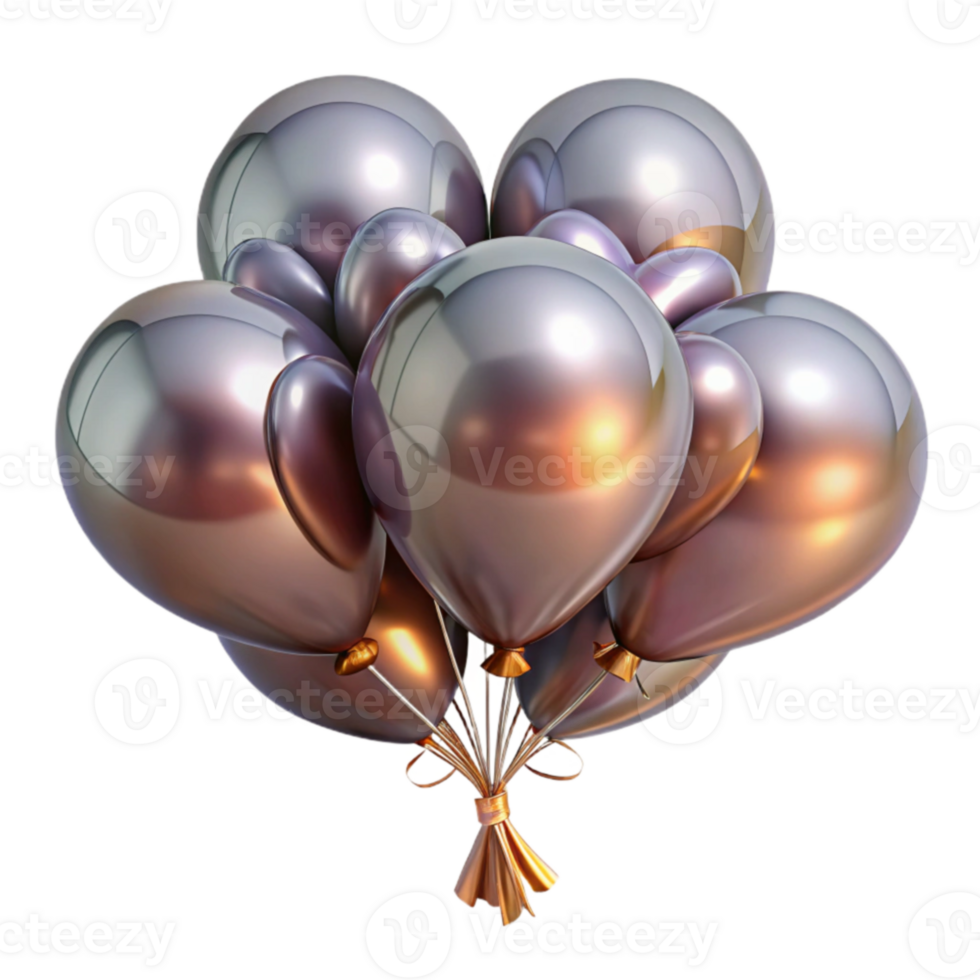 magnificent creative Silver Balloons 3D Render detailed png