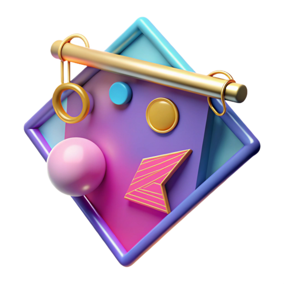 Abstract 3D Render Geometric Shapes Gradient Colors png