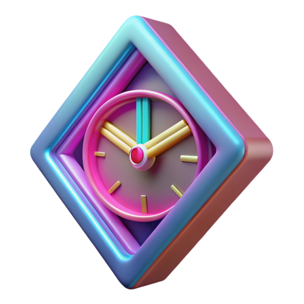 Vibrant 3D Clock Colorful Timepiece Design png