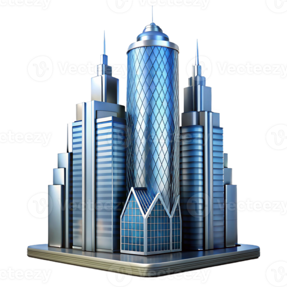 serene minimalist Modern Cityscape 3D Illustration premium png