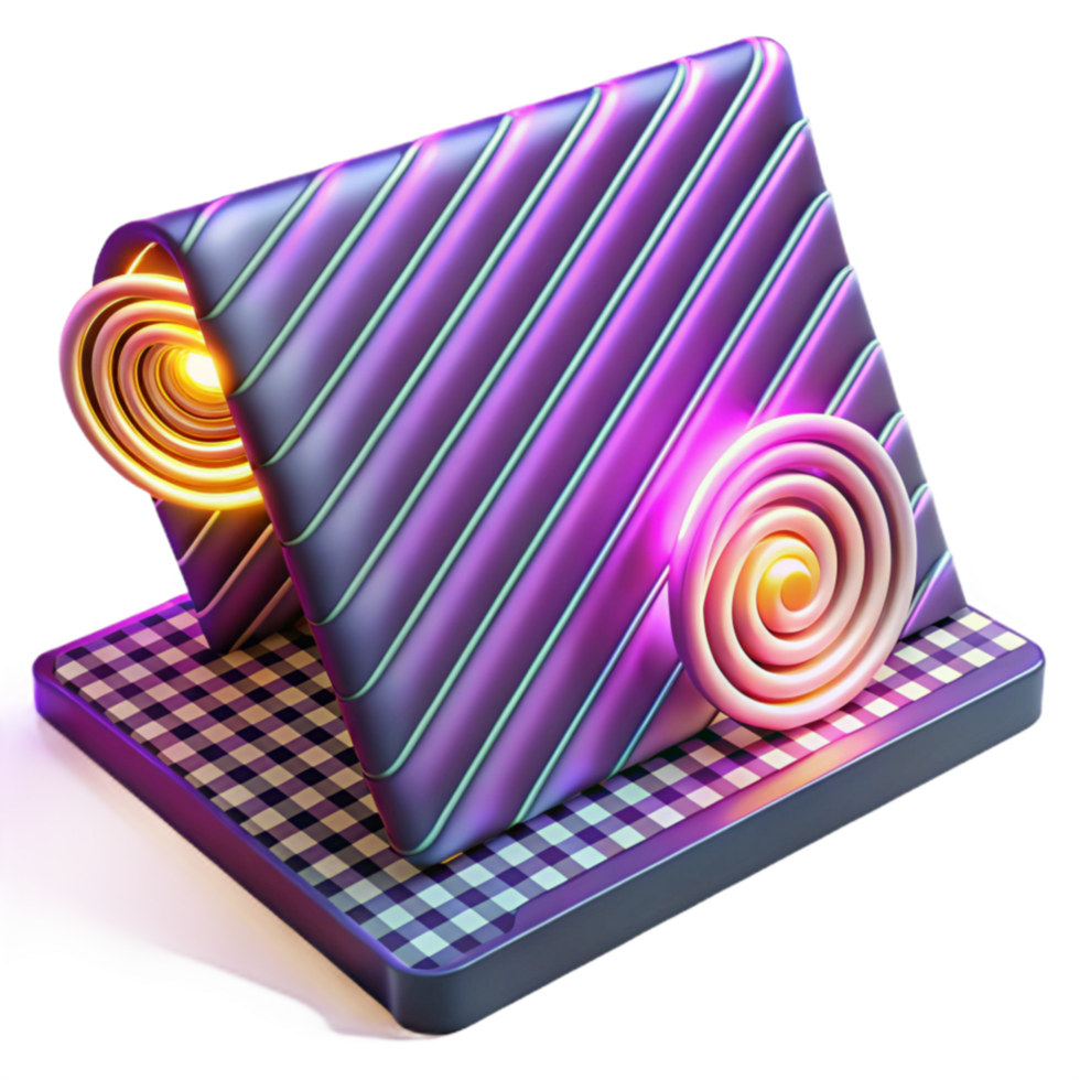 Abstract 3D Render Glowing Spiral Diagonal Stripes png
