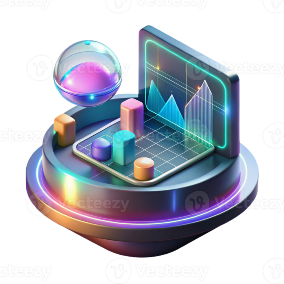 extraordinary artistic 3D Abstract Background Neon Data Visualization premium png
