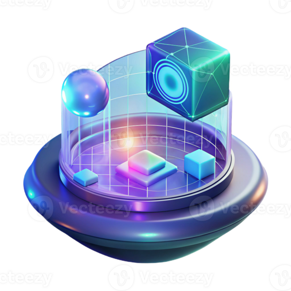 beautiful classic 3D Render Abstract Background Neon Cubes Sphere premium png