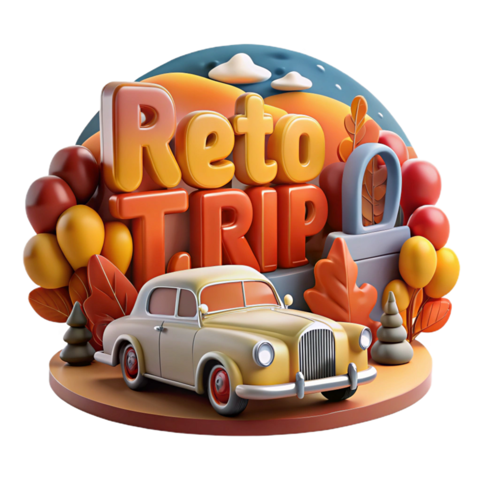 Autumn Road Trip Classic Car Adventure png