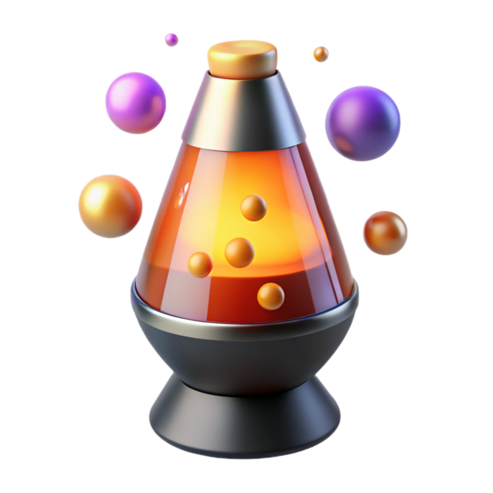 Glowing Lava Lamp with Floating Spheres A 3D Render png