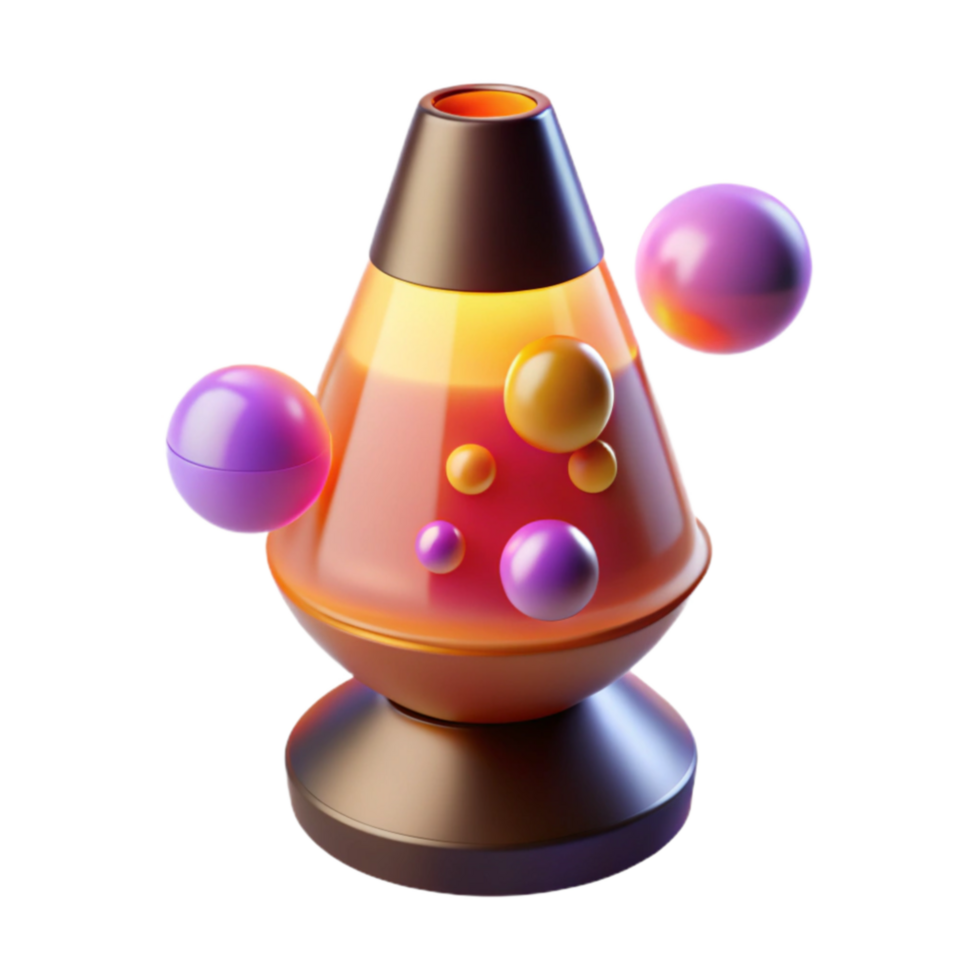 3D Render of Psychedelic Lava Lamp with Floating Spheres png