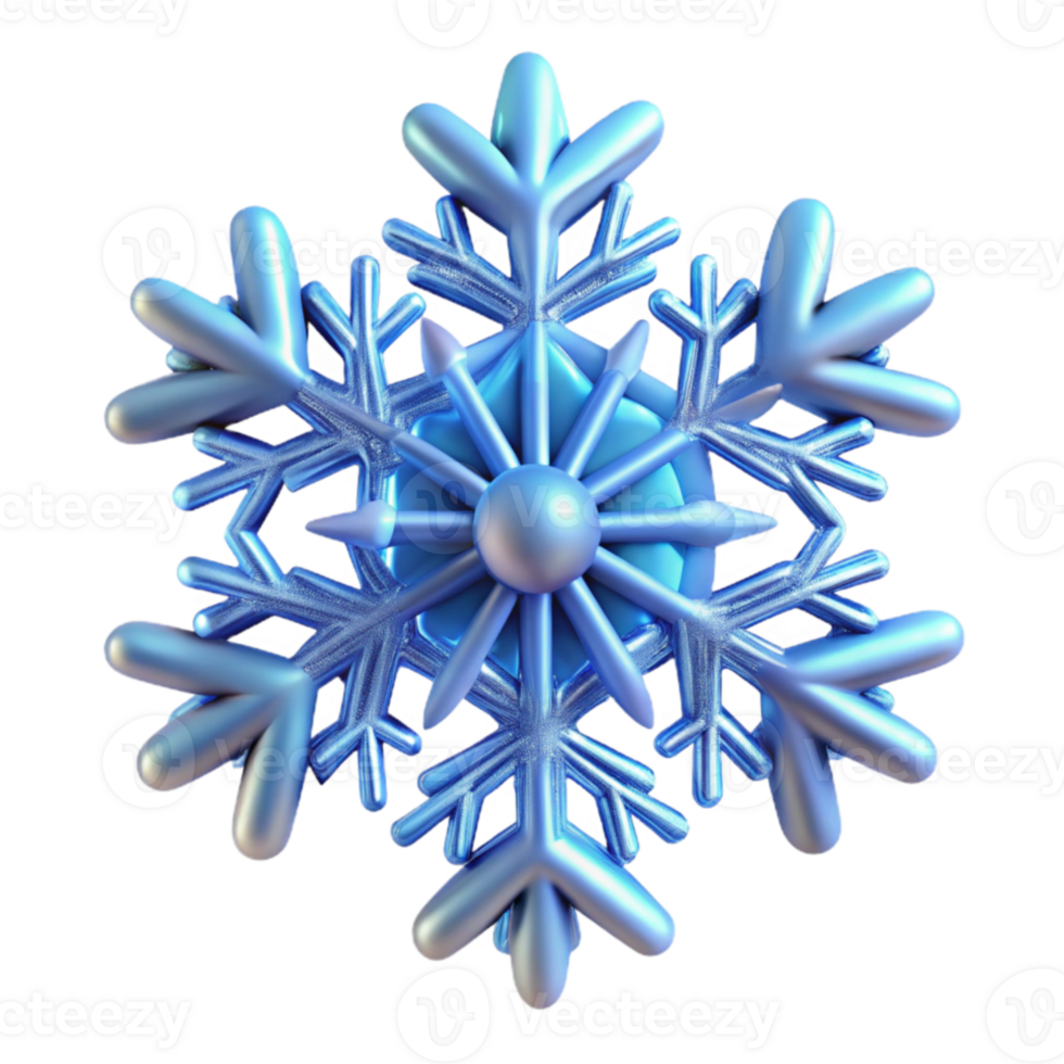 wonderful artistic 3D Render Blue Snowflake Ornament original png