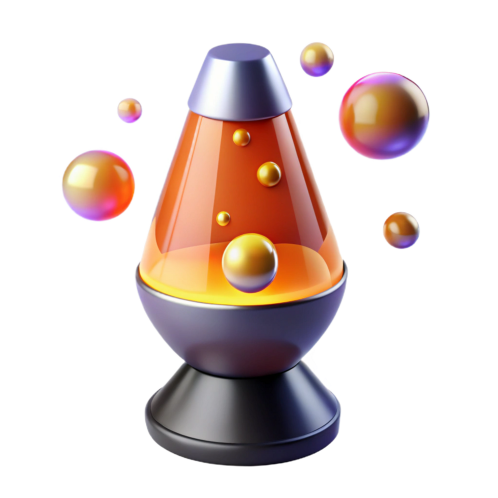 3D Render of Classic Lava Lamp with Floating Globes png