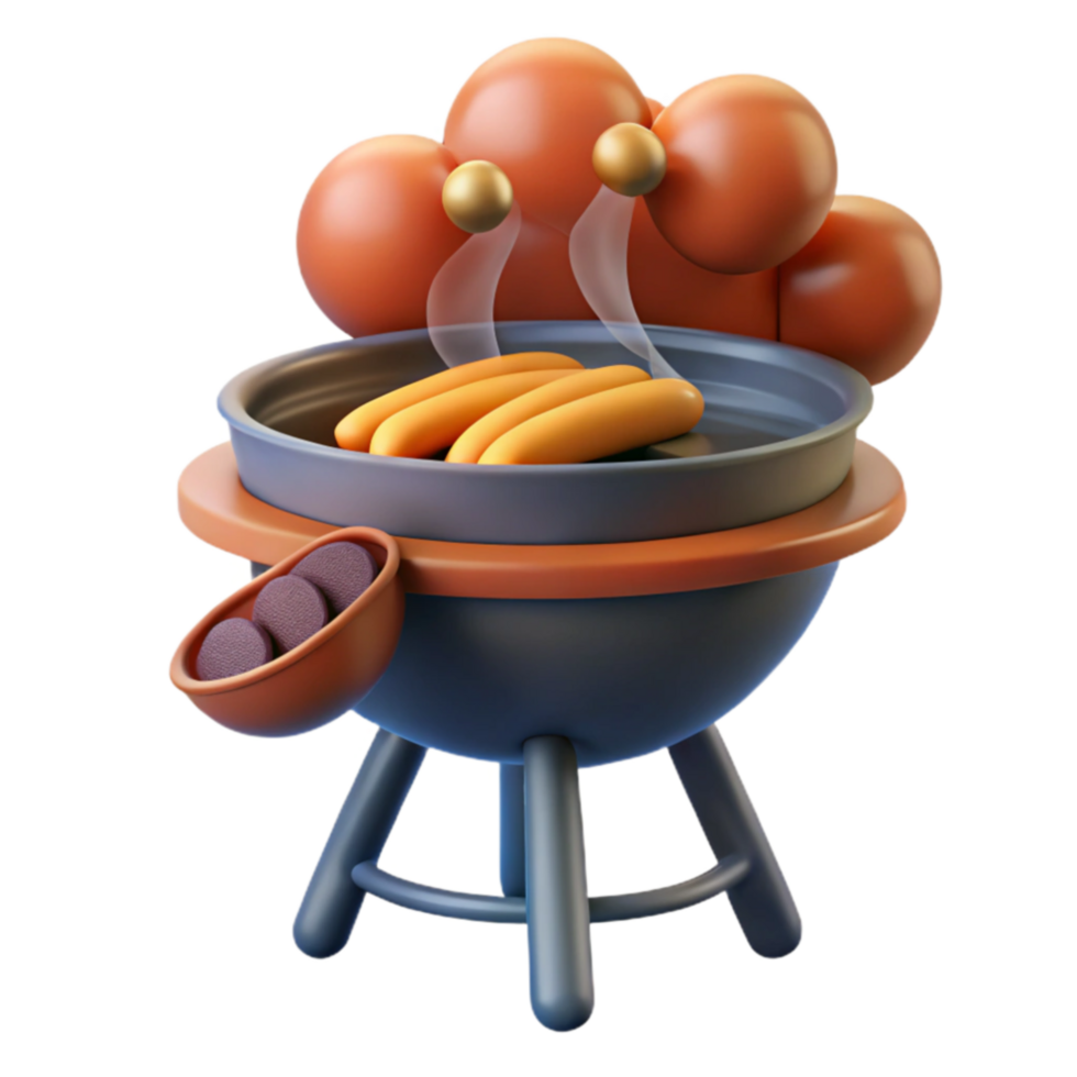 Grilling Summer Sausages A 3D Render png