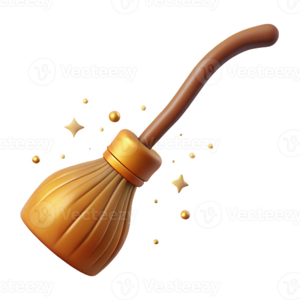 impressive abstract 3D Render Golden Witch's Broomstick high resolution png