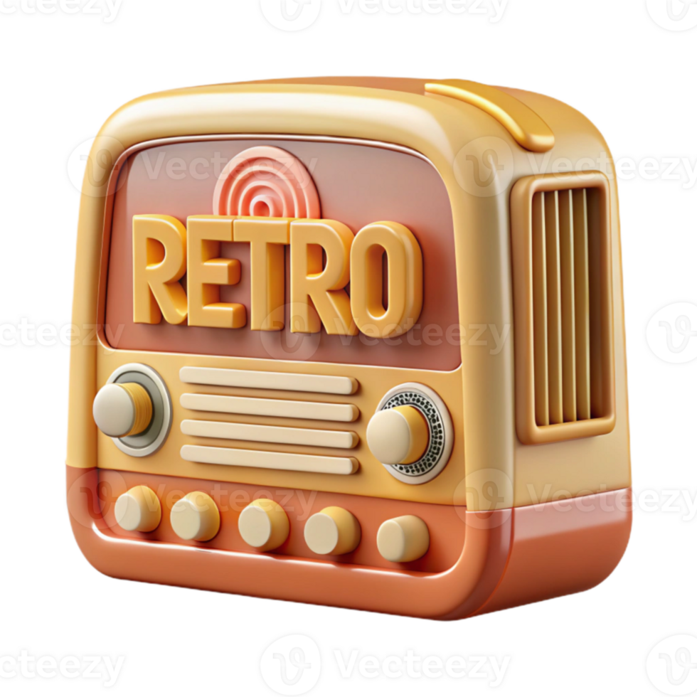 Retro Radio Design Vintage Style 3D Model png
