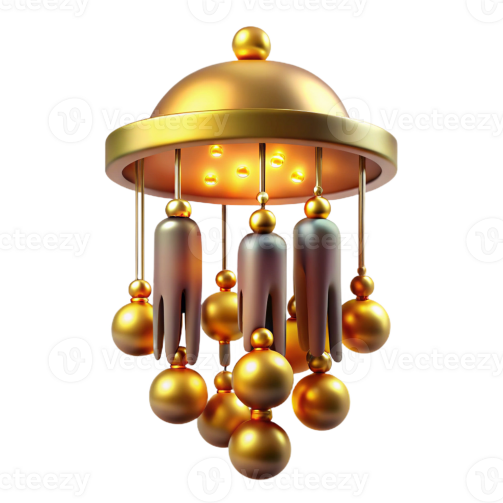 vibrant creative Golden 3D Render Chandelier Illustration original png