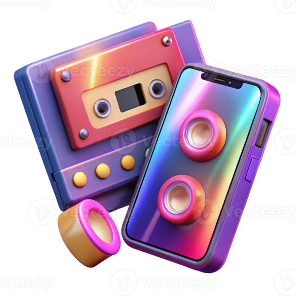 Retro Cassette Modern Smartphone A Blend of Vintage and Tech png