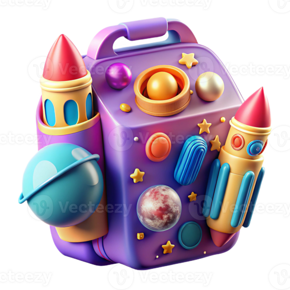 Cosmic Backpack Rocket Planet 3D Model png