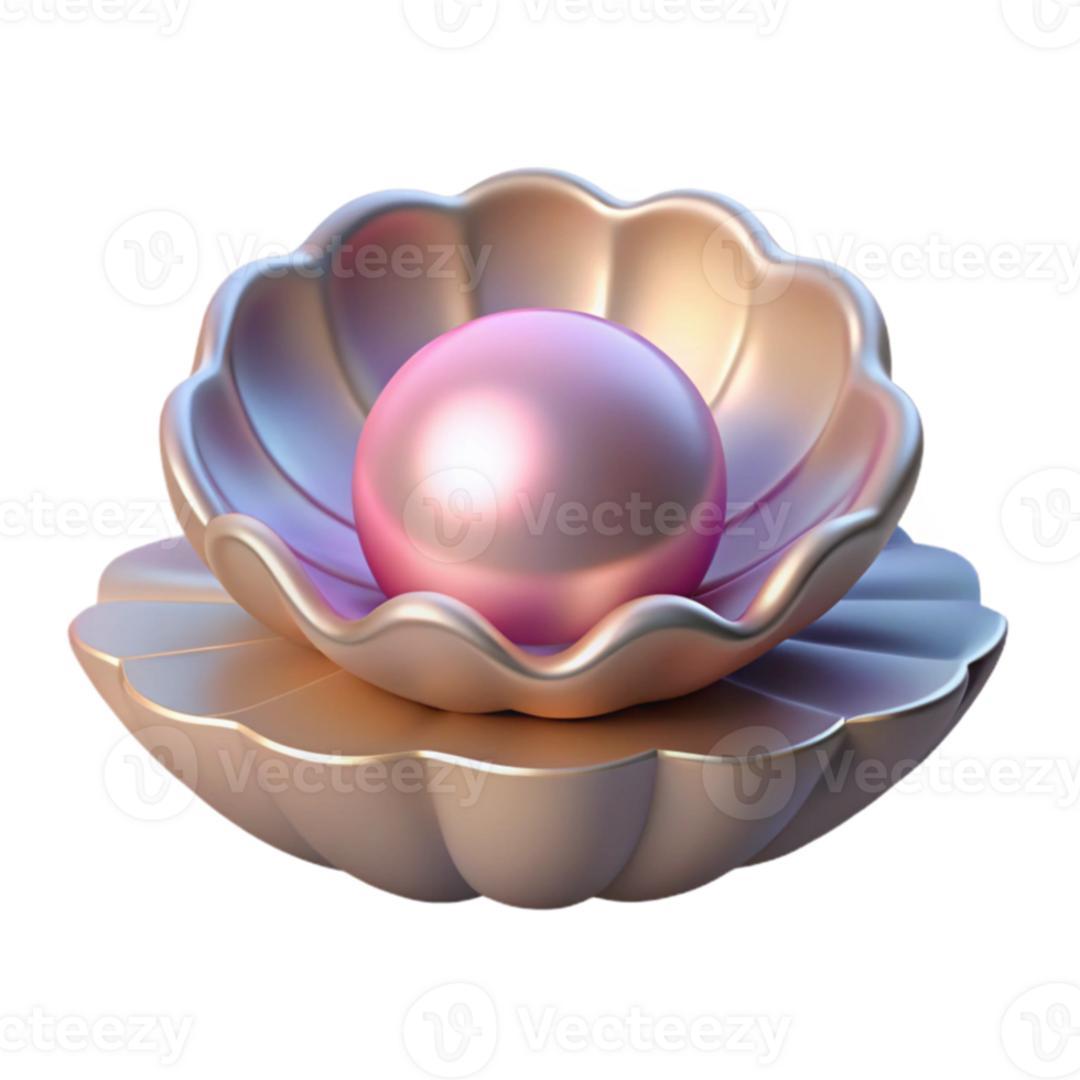 serene creative Pink Pearl in Clam Shell 3D Render premium png