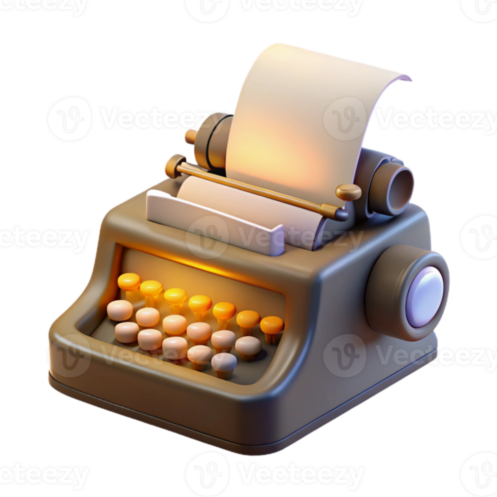 serene rustic Vintage Typewriter 3D Model Render 4K png