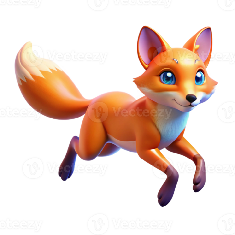 elegant classic Leaping Fox 3D Render professional png