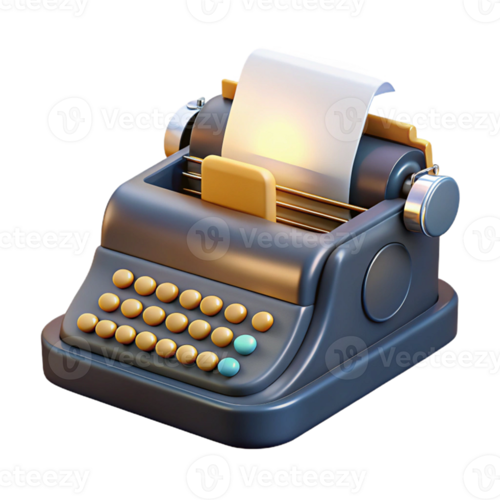 serene creative Vintage Typewriter 3D Render genuine png