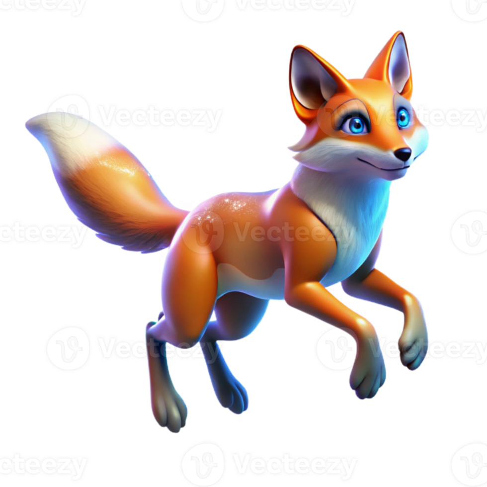 extraordinary creative 3D Render of a Playful Orange Fox authentic png