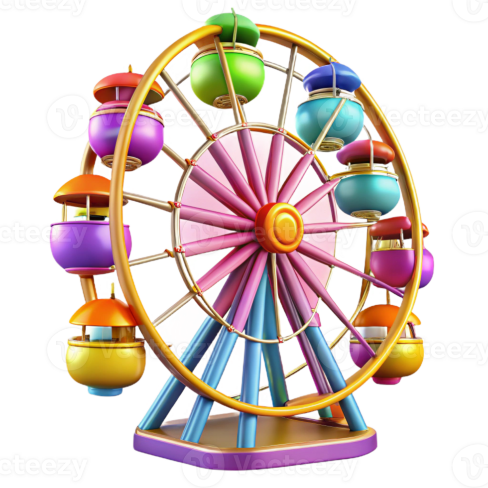 magnificent creative Colorful Ferris Wheel 3D Illustration high quality png