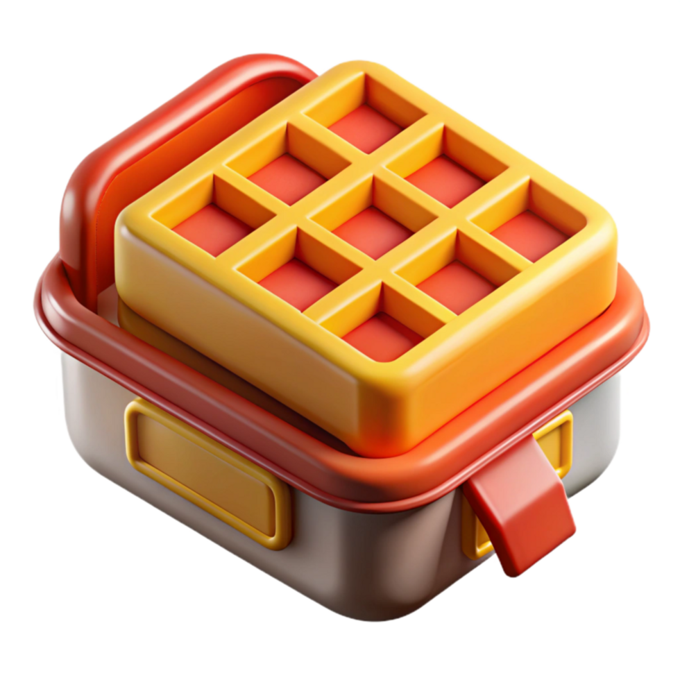 3D Render of Waffles in a Container png