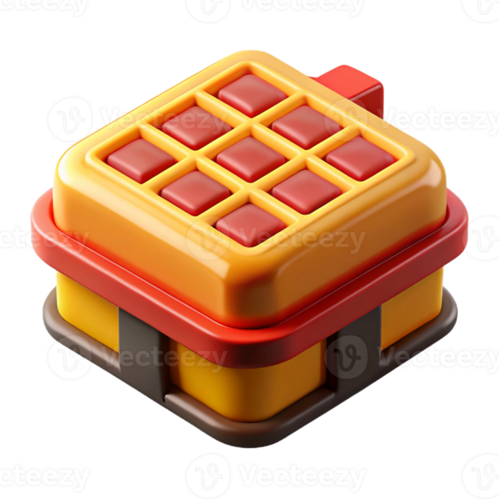 3D Waffle Icon Square Grid Pattern, Yellow Orange Red Brown png