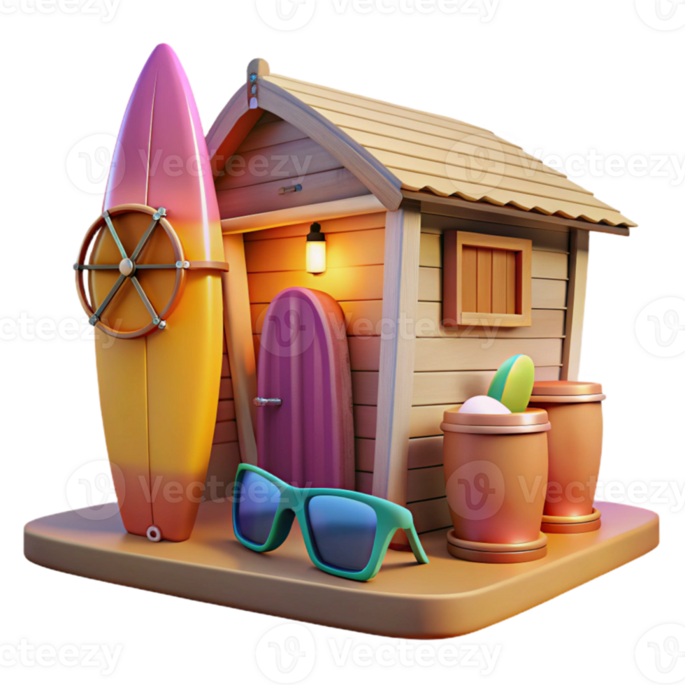 Summer Beach House Surfboard, Sunglasses, Cocktails png