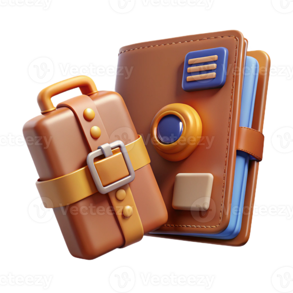 Travel Planning Guidebook and Luggage png