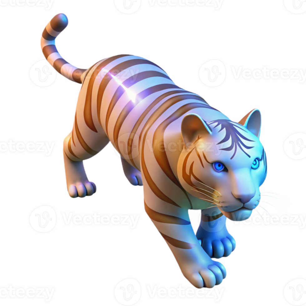 magnificent abstract Striped Tiger 3D Render authentic png