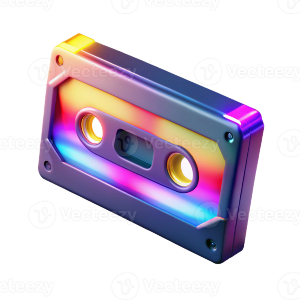 Neon Retro Cassette Tape 80s Music Nostalgia png