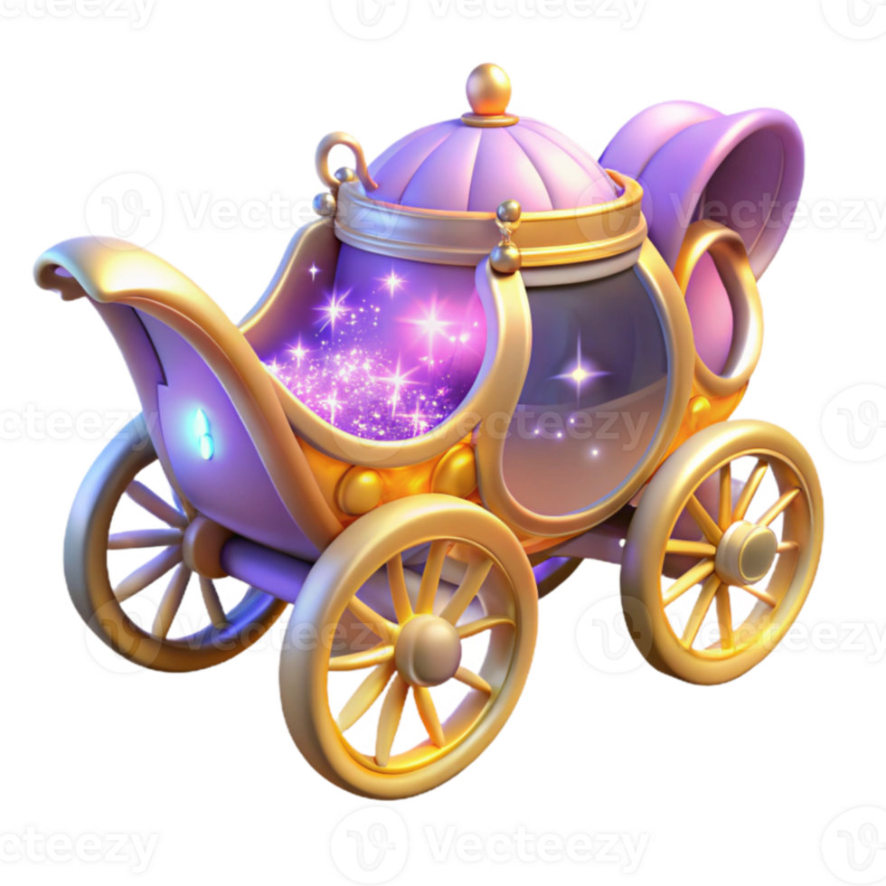 elegant vintage Enchanted Carriage 3D Render detailed png
