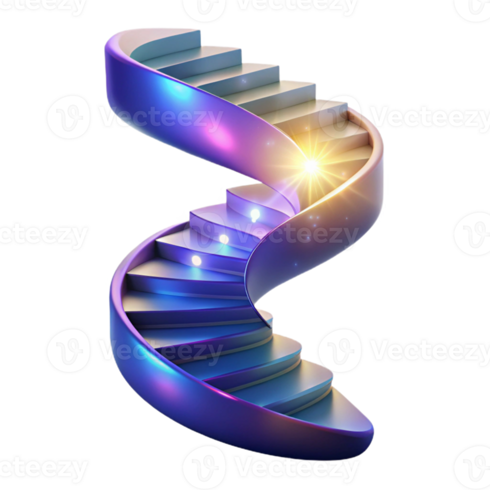 vibrant vintage Glowing Spiral Staircase 3D Render professional png