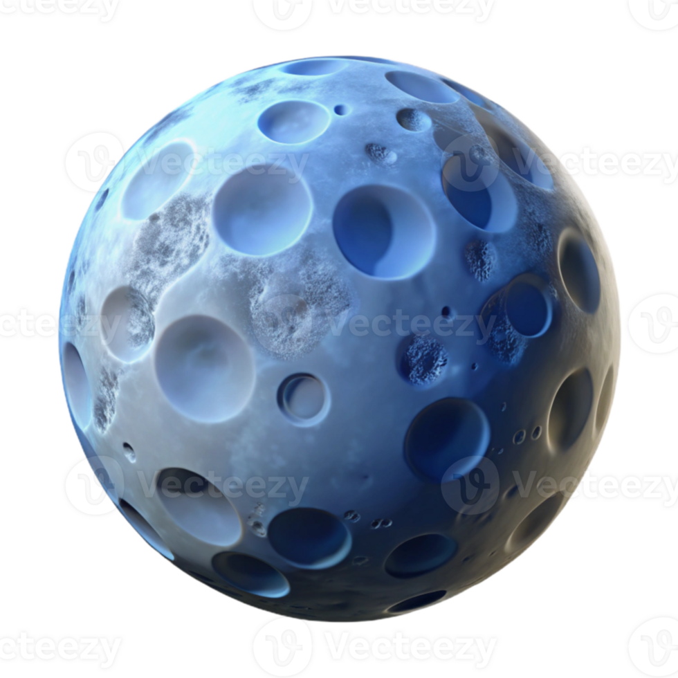 impressive classic Cratered Blue Planet 3D Render exclusive png