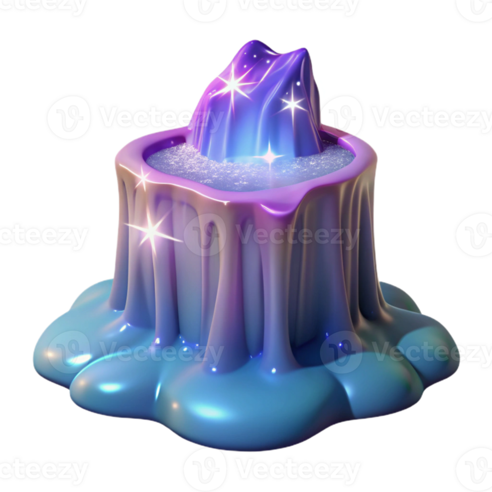 dramatic vintage Glowing Crystal in Melted Resin 3D Render genuine png