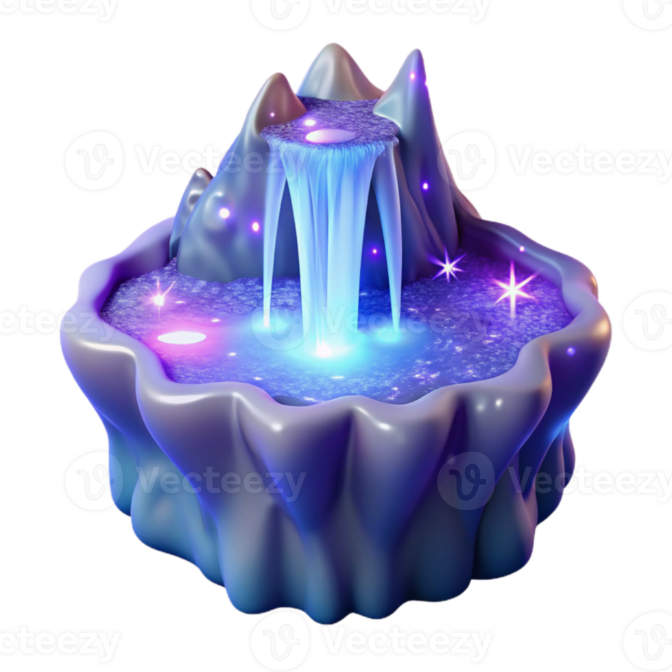 dramatic minimalist Enchanted Waterfall 3D Render high resolution png