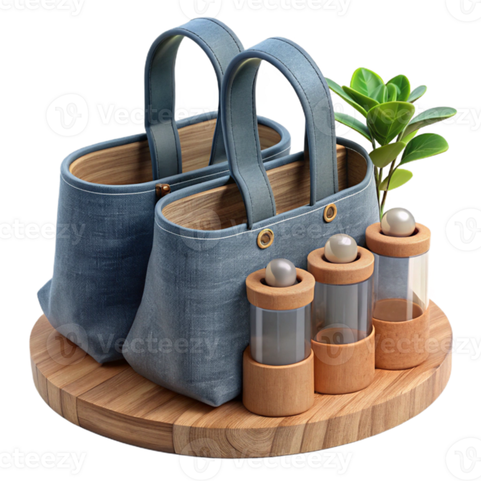 Stylish Storage Wooden Fabric Organizers with Spice Jars png