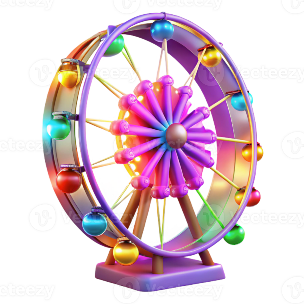 extraordinary rustic Colorful Ferris Wheel 3D Render high resolution png