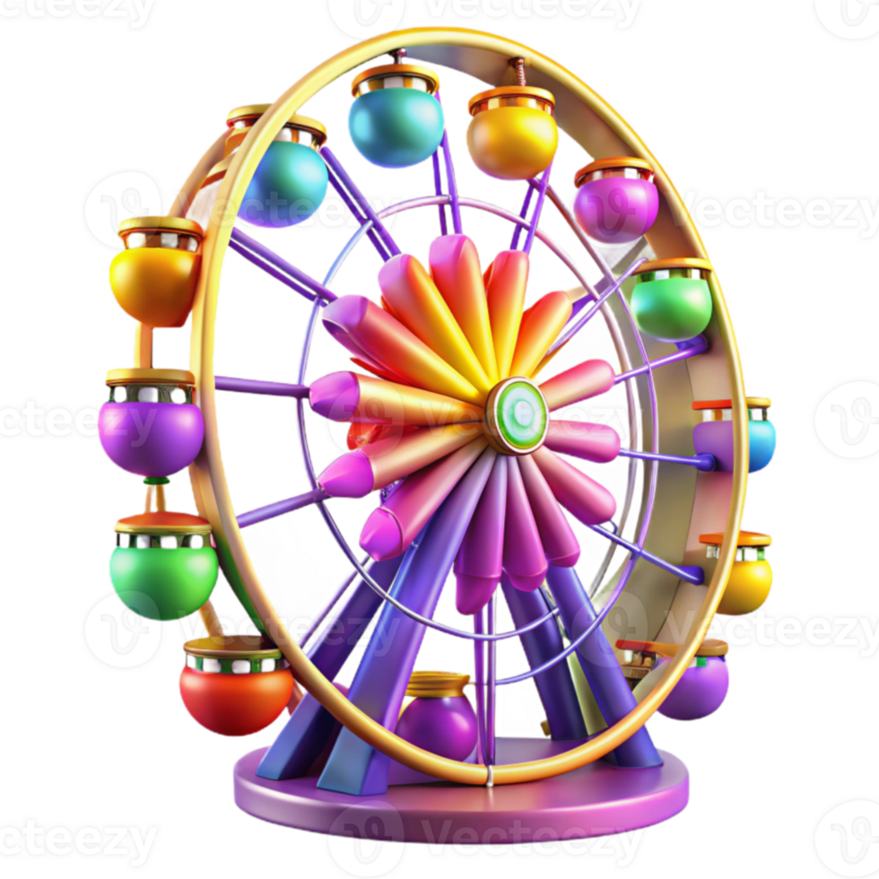 magnificent rustic Colorful Ferris Wheel 3D Render genuine png