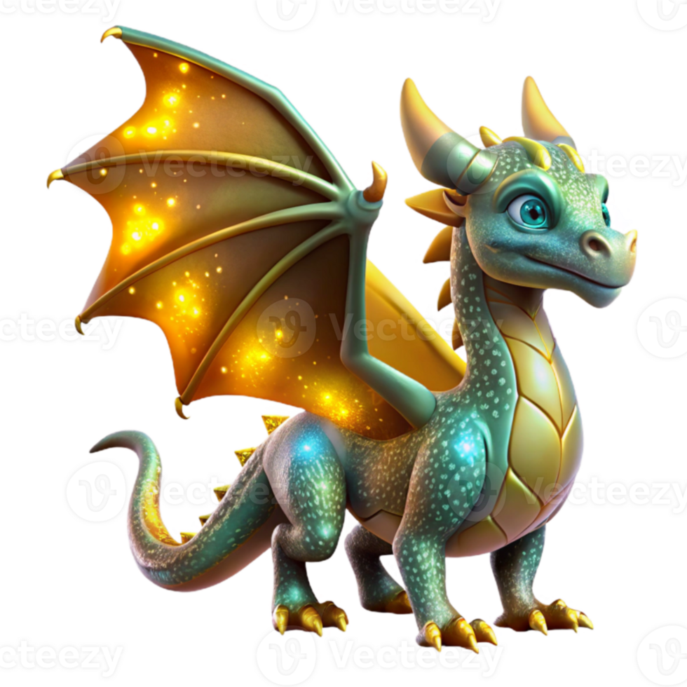 wonderful abstract 3D Render of a Sparkling Green Dragon exclusive png