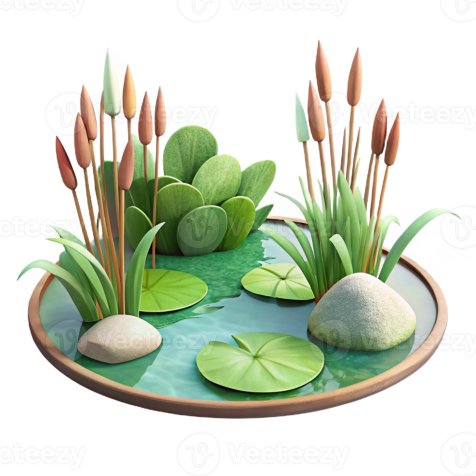 wonderful creative 3D Render of a Serene Pond 4K png