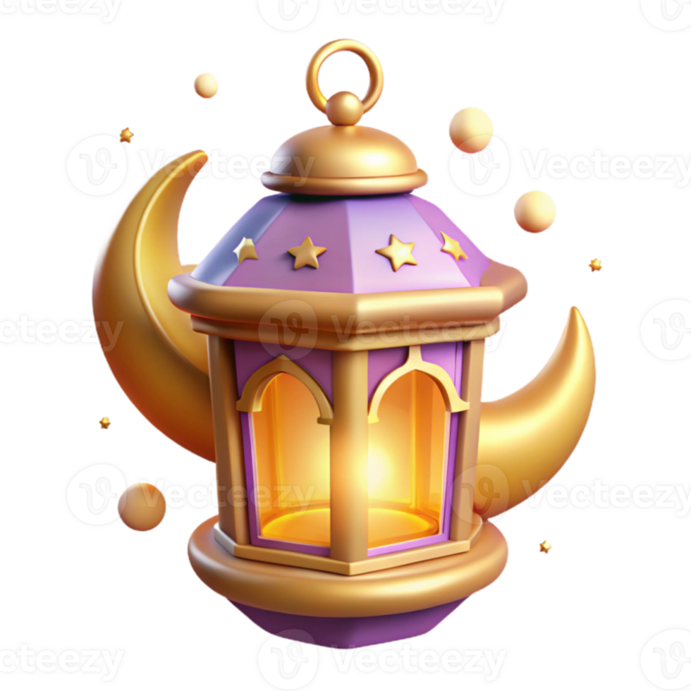 beautiful abstract 3D Render Festive Lantern Moon Stars high resolution png