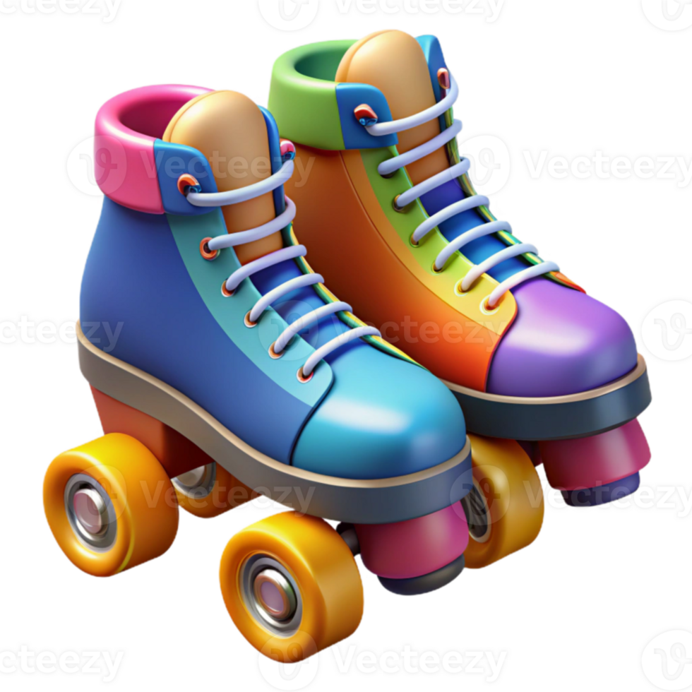 serene rustic Colorful Roller Skates 3D Render exclusive png