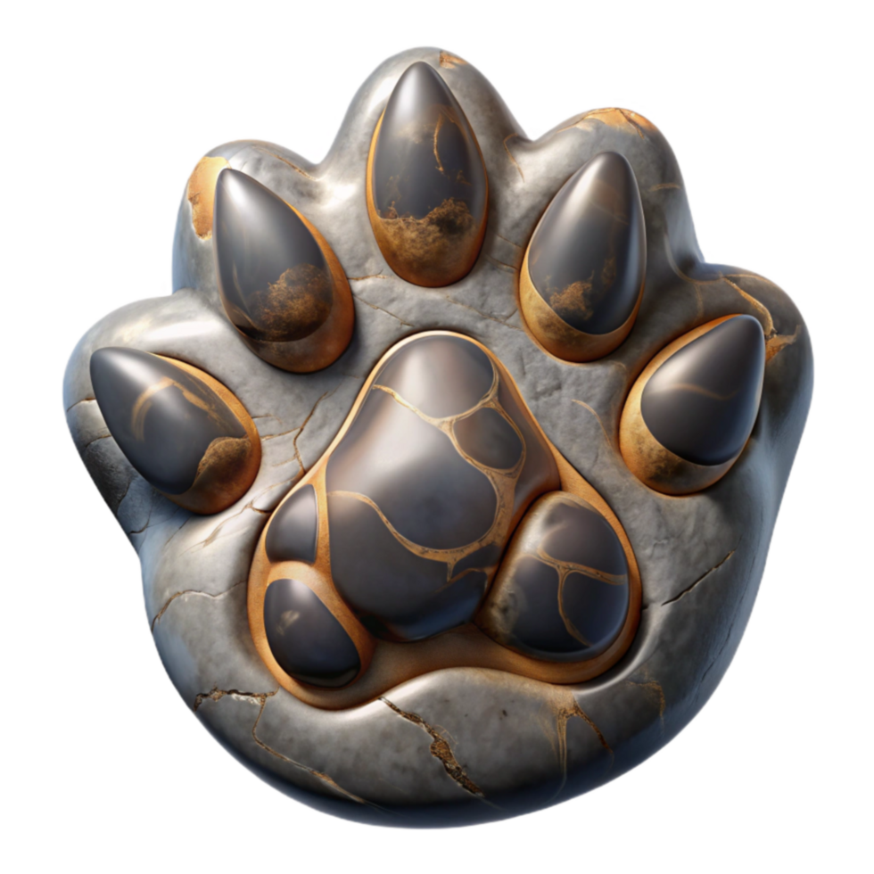 Stone Paw Print Ancient Animal Track in Gemstone png
