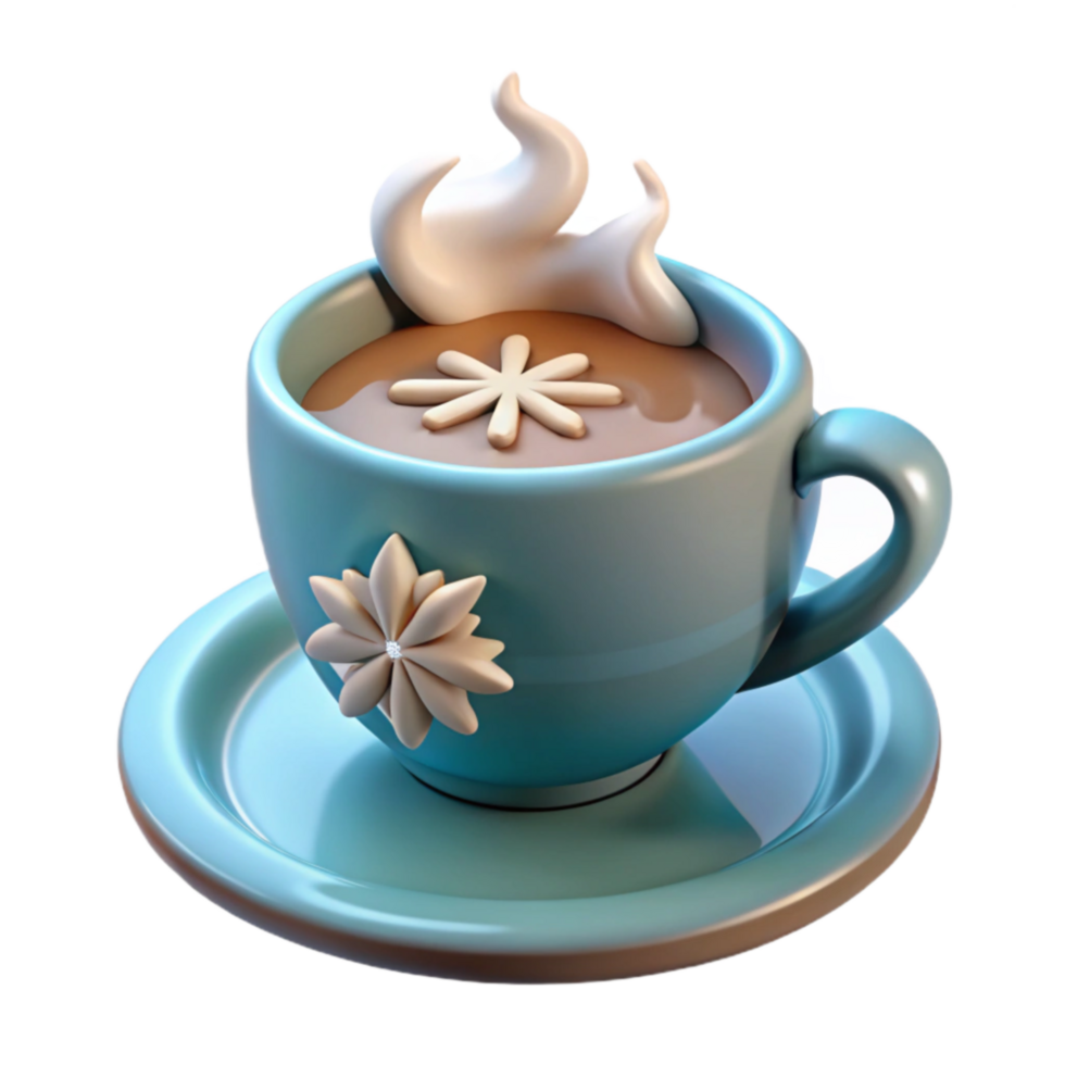 Whipped Cream Hot Chocolate with Flower Decoration png